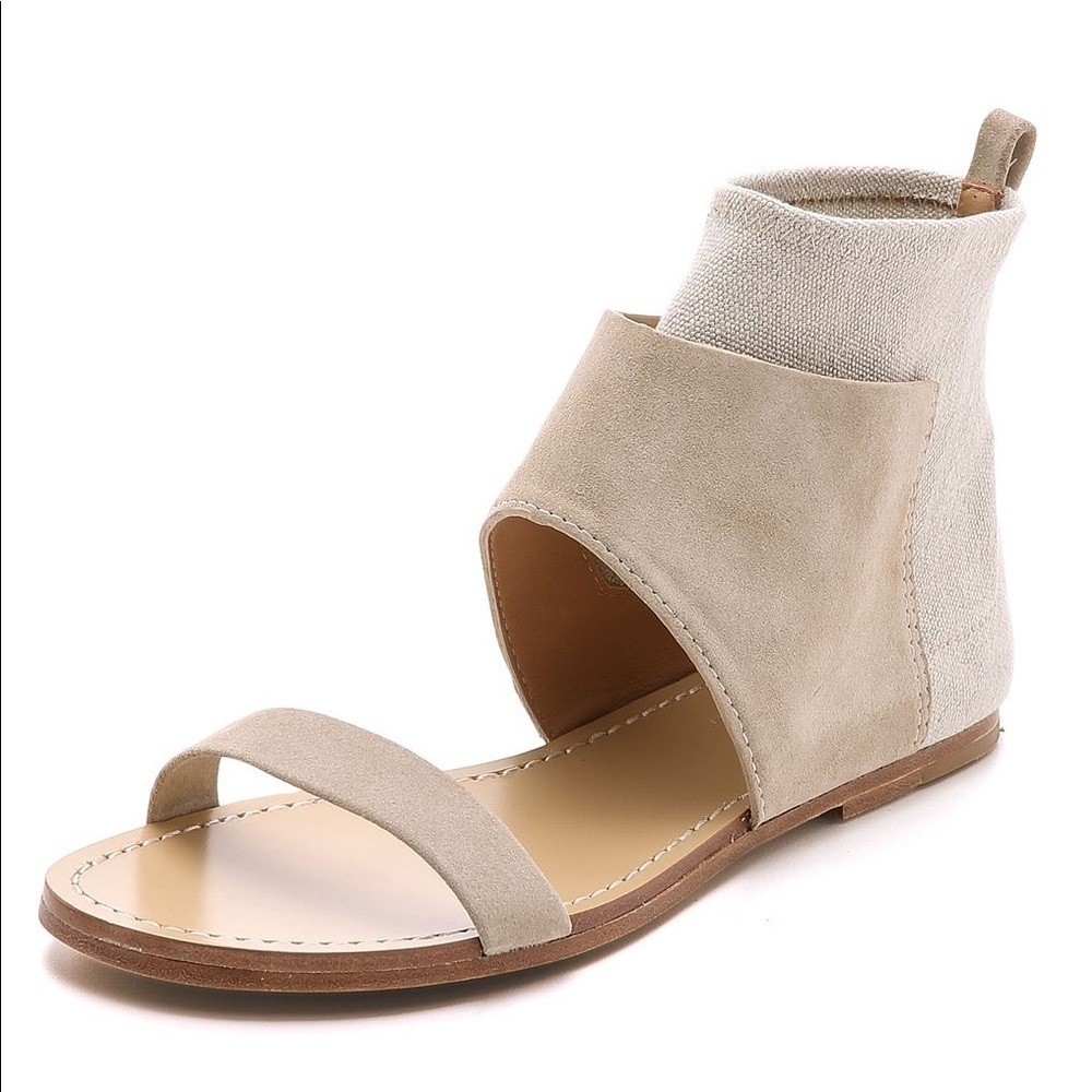 Anthropologie Belle by Sigerson Morrison Beige Bristol Cuffed Suede Sandals 7.5